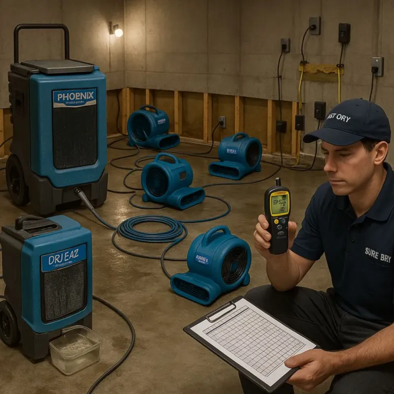 Structural Drying and Dehumidification process in West End, NY